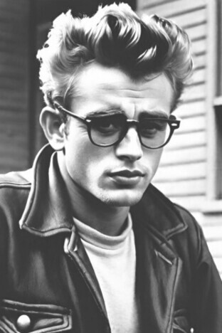 James Dean wearing his signature sunglasses, exuding effortless cool