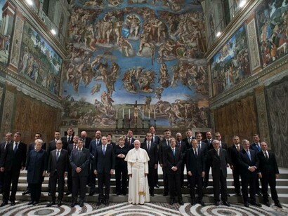El papa recibió a los jefes de Gobierno de la UE en la Capilla Sixtina