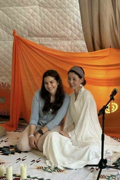 A photo with a participant and instructor 