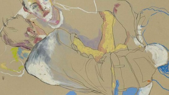 Howard Tangye, Neil and friend, Mixed media on board, 59 x 84 cm, c. 1998
