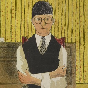 David Hockney, “Self Portrait”, 1954, Lithograph in five colours, 11 12 x 10 14”, Edition of 5 (approximately), © David Hockney