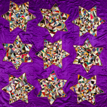 McAllister Family, Show quilt with contained crazy stars (detail), 1885-1920. Courtesy of Crystal Bridges Museum