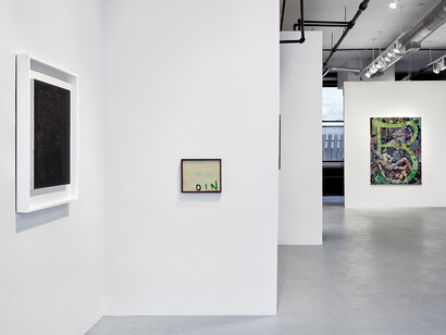 Off Script, curated by Jeannette Bisschops, with works by Art & Language, Joel Dean, Paige K.B., Anna K.E., Christine Sun Kim, Kang Seung Lee, and Sue Tompkins, 2023, installation view. Courtesy of Simone Subal Gallery