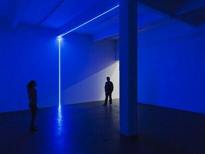 Haroon Mirza , Digital Switchover, 2012, Installation View, Kunst Halle Sankt Gallen, St.Gallen, 2012, 1 x control box, 4 x active speakers, 1 x relay, 1 x DVD player, 1 x TFT monitor, LEDs, foam. Courtesy the artist and Kunst Halle Sankt Gallen, Photo Gunnar Meier, © Haroon Mirza