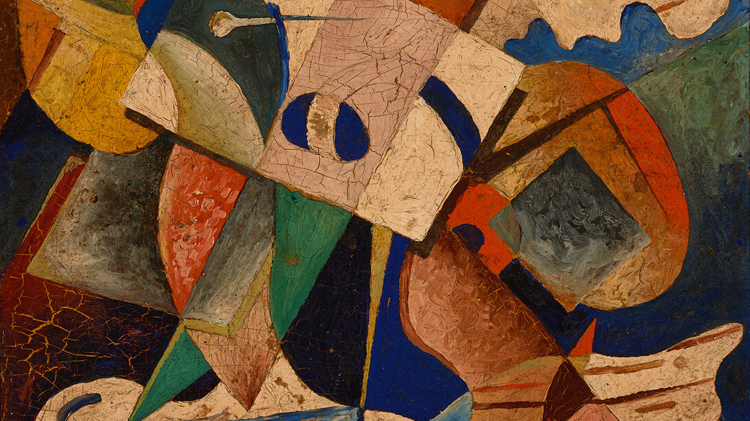 OSwaldo Vigas. Composición IV. 1943- Oil on cardboard. 32 x 32 cm