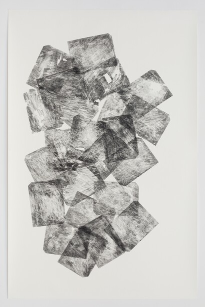 Chris Oatey, Stacked, 2023.
Carbon on paper
72 x 46 in. (182.9 x 116.8 cm)
Courtesy of the artist and David B. Smith Gallery
