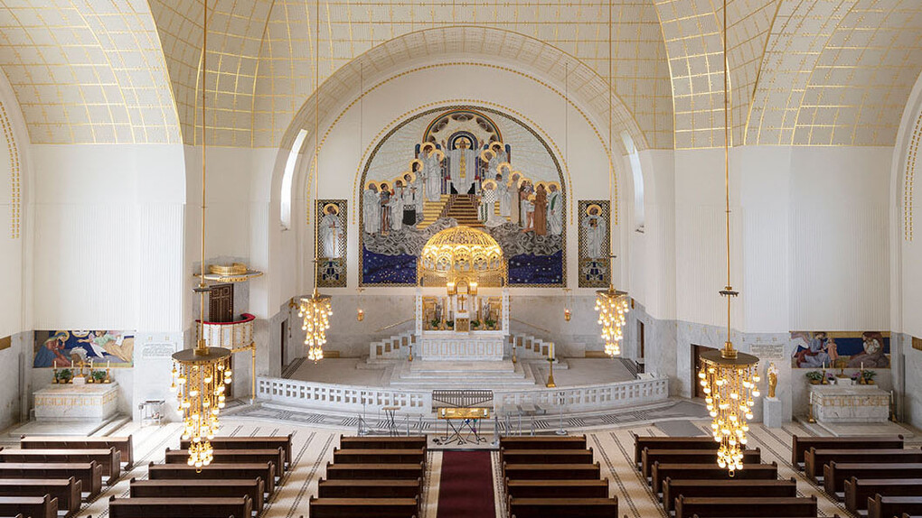 Otto Wagner Kirche am Steinhof, exhibition view. Courtesy of Musa Museum