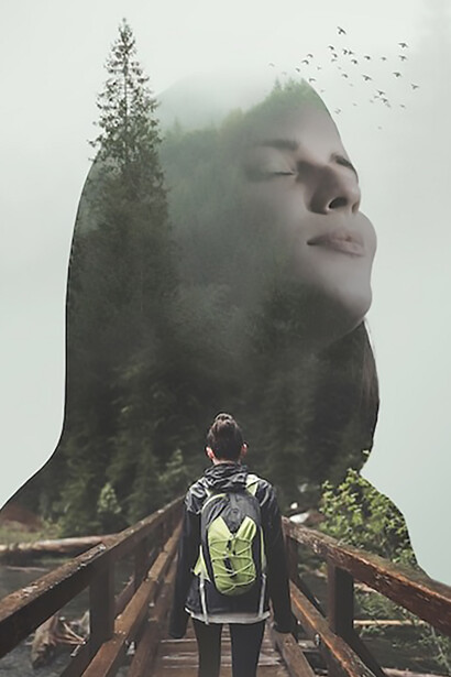 Embark on a profound journey of self-discovery and self-reflection with a captivating image depicting a human silhouette within another, symbolizing the intricate layers of inner exploration