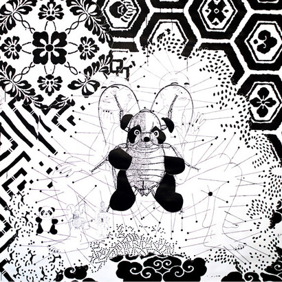 Maurizio Cannavacciuolo. Instant Mars, 2017, oil and water-based enamel on canvas, 200x200 cm.