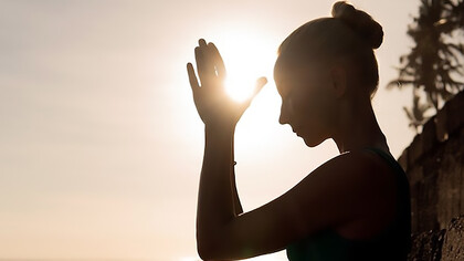 A woman trying to focus, think, be awake
