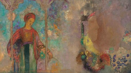 Odilon Redon, Donna sotto arcata gotica: donna con fiori, 1905, Van Gogh Museum
