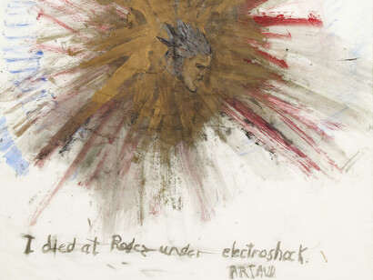 Nancy Spero_I Died at Rodez, Under Electroshock.Artaud, 1969_collection of mima, Middlesbrough Institute of Modern Art_Presented by the Art Fund, under Art Fund International