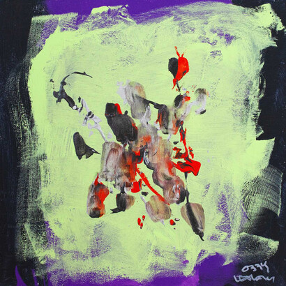 Paranoid (2025) — an original collaborative painting by Ozzy Osbourne and chimp Janice, created to support Save the Chimps