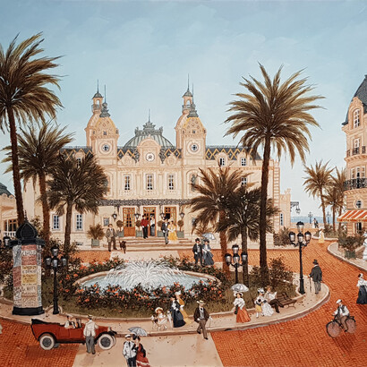 Fabienne Delacroix "La place du casino de Monte-Carlo," Acrylic on board, 31½" x 23½" (80 x 60cm)