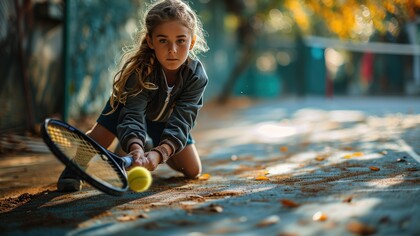A young girl practicing on the court, representing the foundation of sport built on love for the game