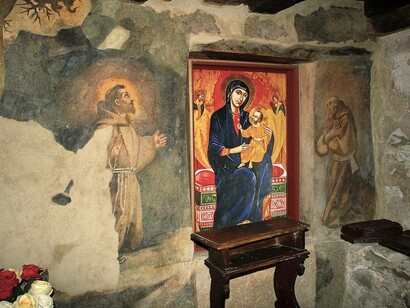 Particolare della cella di San Francesco, Eremo Le Celle, Cortona, Italia