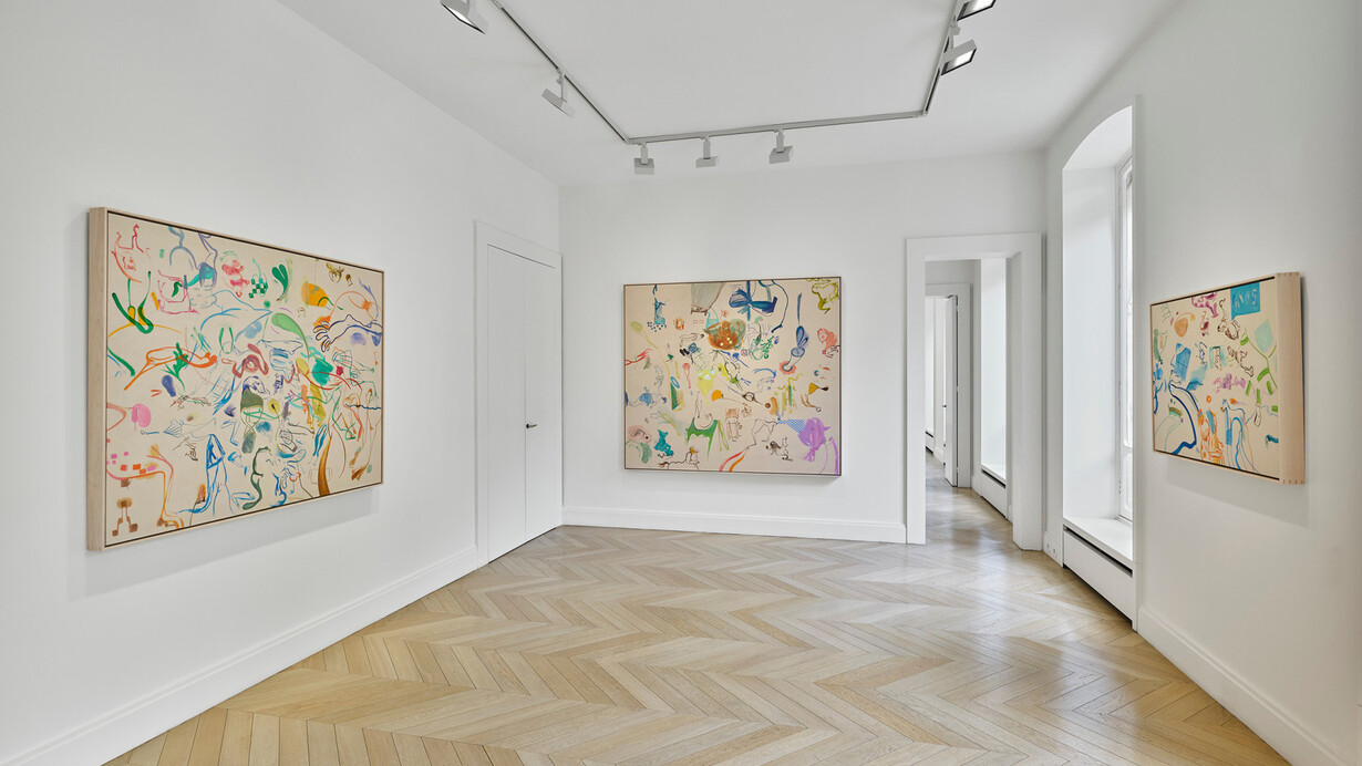 Sue Williams, exhibition view. Courtesy of Skarstedt Gallery