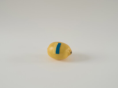 Diango Hernández, Floating Citron #9, "I wish to communicate with you", 2015. Acrylic on lemon, dimensions variable. Courtesy the artist and Marlborough Contemporary. Photo: Anne Pöhlmann