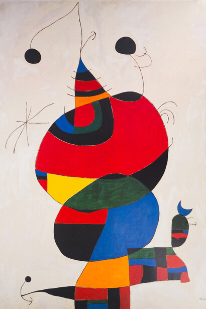 Joan Mirò, Femme, Oiseau, Étoile (Hommage à Pablo Picasso), 1966. Durant plusieurs siècles, vie après vie, l’oiseau revenait dans le monde des humains sous la forme d’une jeune femme