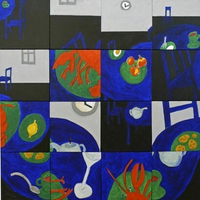 Susan Weil, The Queen's Tea Party, 2011, Acrylic on canvas, 48.5 x 48 inches. Image courtesy of Sundaram Tagore Gallery