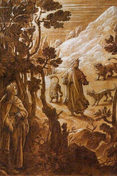 Giovanni Stradano, Dante e le tre Bestie, 1587