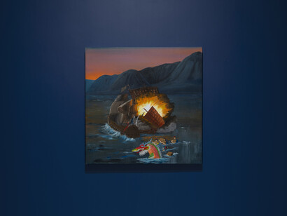 Umar Rashid, The epoch of totalitarianism part 3 - The civil wars and the uncivilized wars (see power), exhibition view. Courtesy of Tiwani Contemporary