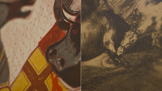 Detalles de las tauromaquias de Barjola  y Goya