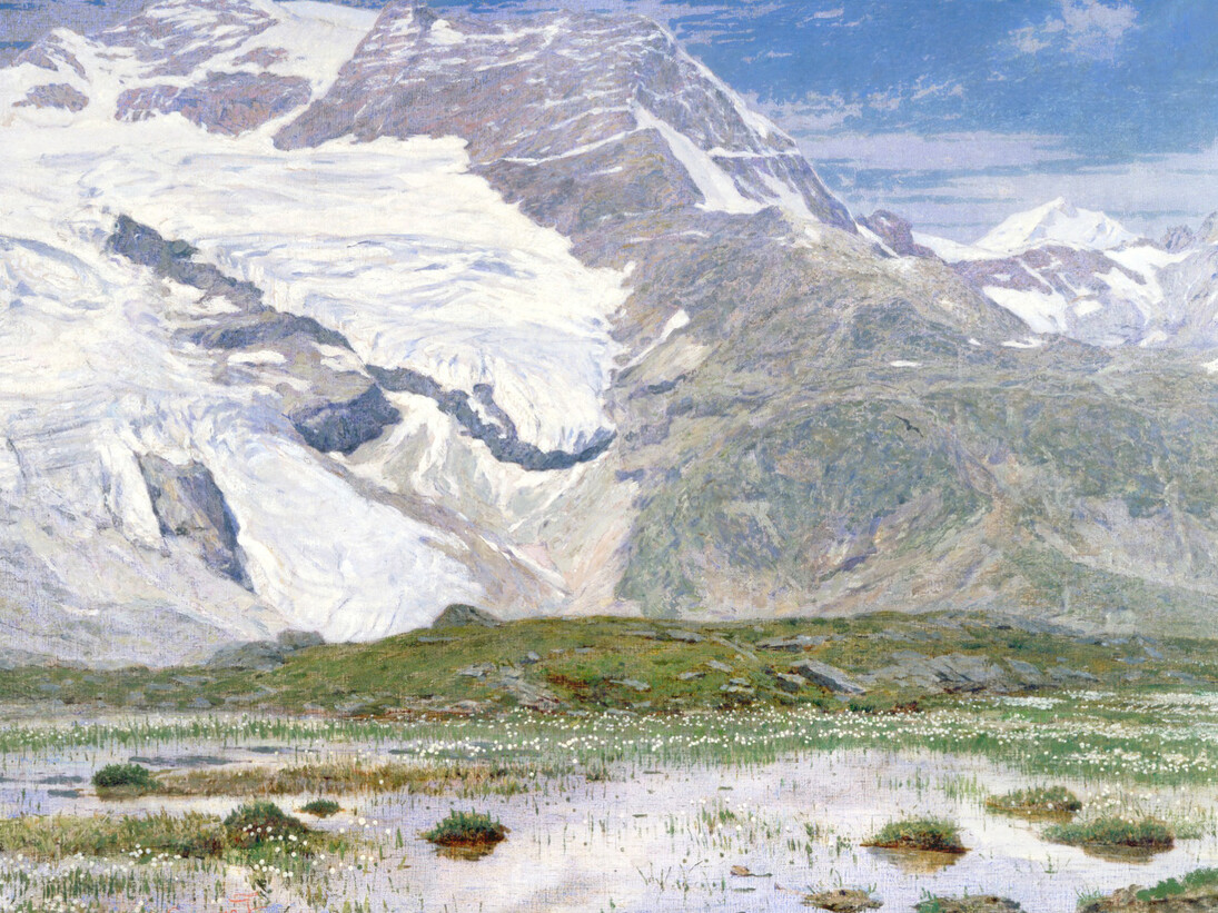 Filippo Carcano, Il Ghiacciaio di Cambrena, olio su tela 135 x 195 cm. Courtesy of GAMManzoni