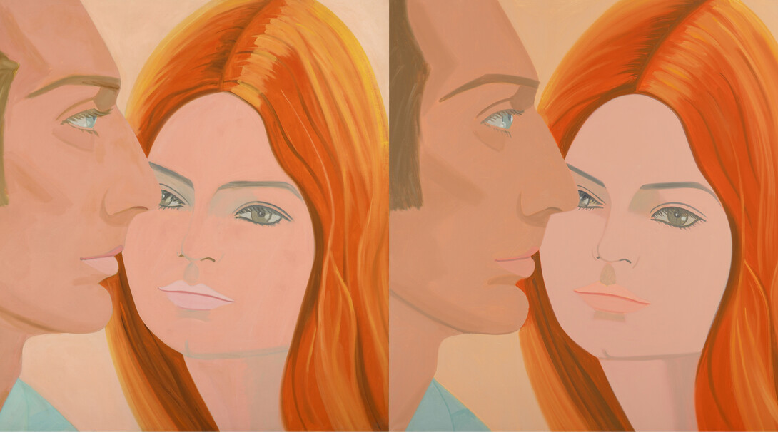 Alex Katz, Laure and Alain, 1964/1991, Oil on linen, 1964: 158.1 x 154.3 cm (62.25 x 60.75 in) left, 1991: 154.3 x 149.2 cm (60.75 x 58.75 in) right, © Alex Katz, Courtesy: Galerie Thaddaeus Ropac Paris · Salzburg, Foto: Paul Takeuchi
