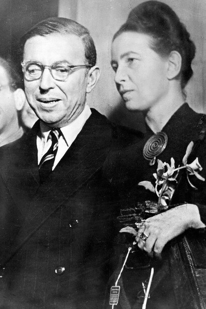 Simone De Beauvoir e  Jean-Paul Sartre a una presentazione
