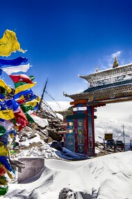 Tawang Gate with prayer flags