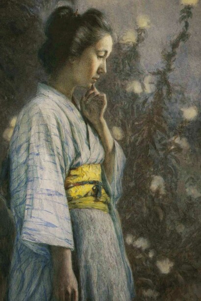 Yoshida Hiroshi, Evening Primrose and woman in yukata robe (detail), 1907. Courtesy of Moa Museum of Art