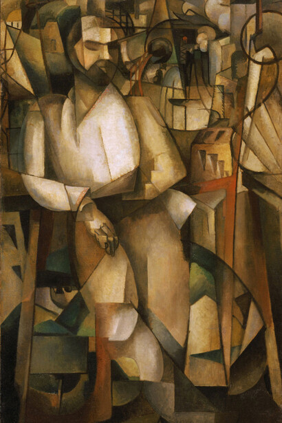 Albert Gleizes. "Hombre en el balcón" (1912). Óleo sobre lienzo, 195,6 cm × 114,9 cm. Philadelphia Museum of Art, Philadelphia.