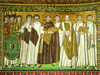 Justiniano y su séquito, Basílica de San Vitale, Rávena