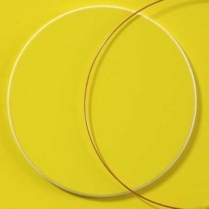 Moon Y, 2015, acrilico e filo di rame su tela, 30 x 30 cm