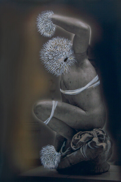 Sasha Bowles, 'Savage Hullabaloo' 2015, oil paint on photograph, 30 x 40 cm