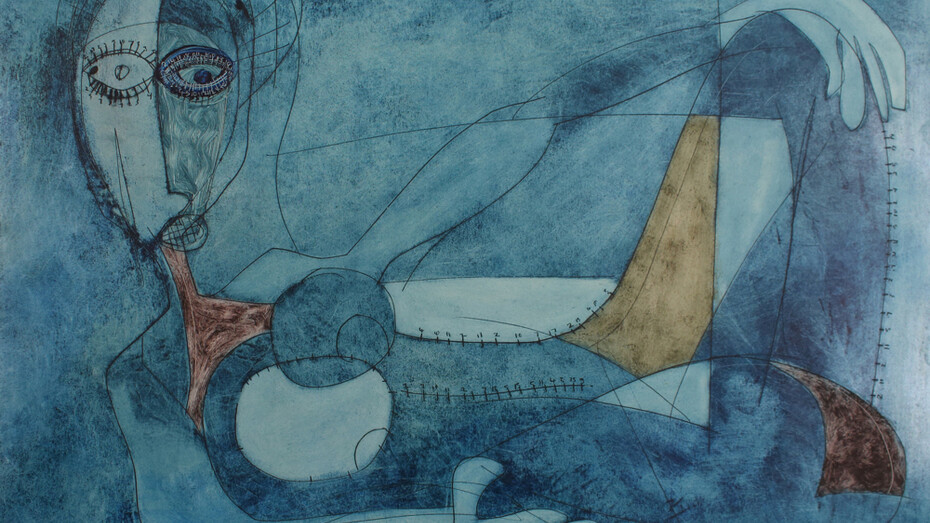 Tafadzwa Gwetai, Calculating woman, Mixed media on paper, 2015, 55cm x 42cm
