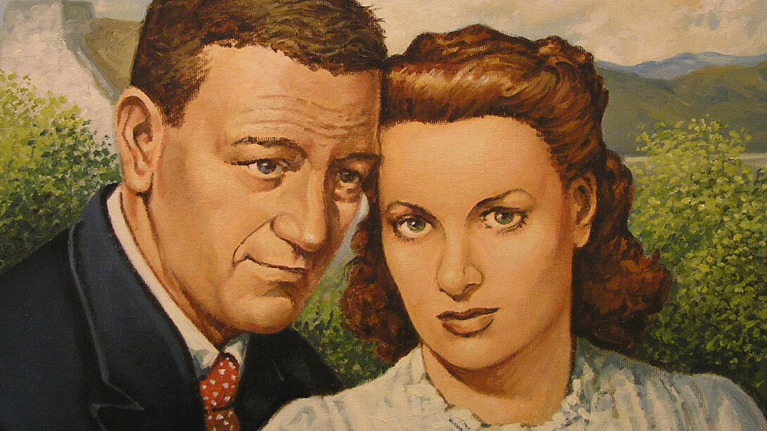 Roy Wallace, The Quite Man - John Wayne and Maureen O'Hara, oil on canvas board