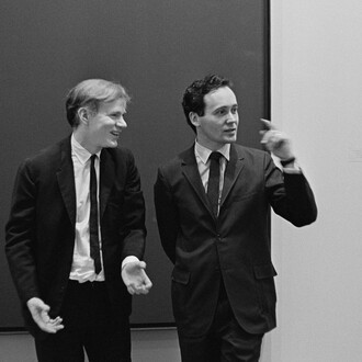 Andy Warhol and Robert Indiana. Image copyright William John Kennedy (detail). Courtesy of Woodbury House 