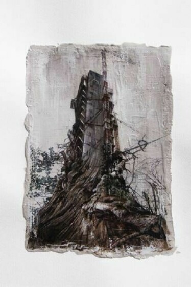 Walter Trecchi, Antropico-Naturale XXIV, 50 x 35 cm, mixed media on paper, 2012