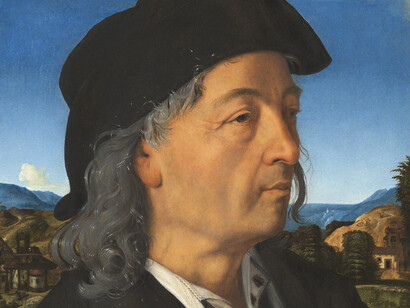 Piero di Cosimo, Ritratto di Giuliano da Sangallo, particolare