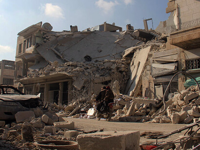 Edificios destrozados en Siria por un bombardeo