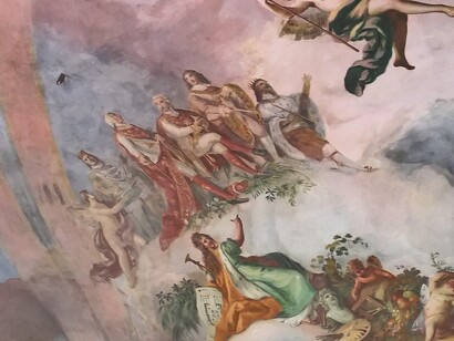 Affresco del Settecento in una delle sale del Real Sito di Carditello, una parte della famiglia reale dei Borbone; San Tammaro, Caserta, Italia