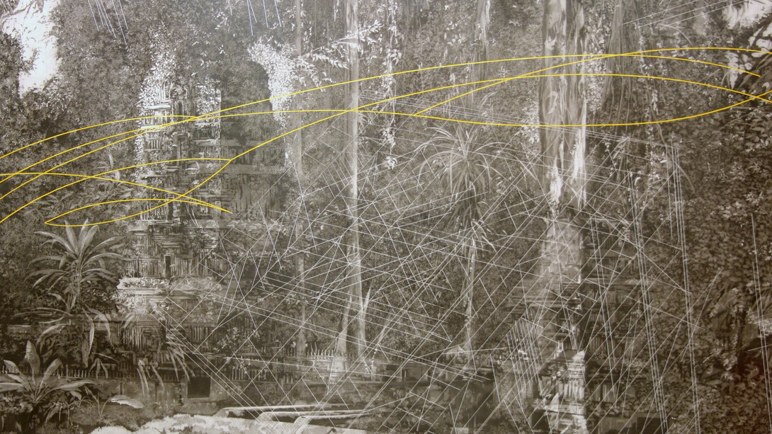 Reginald S Aloysius, KUL-MH004,144 x 120 cm, Graphite drawing, etched lines with enamel paint on primed MDF, 2013