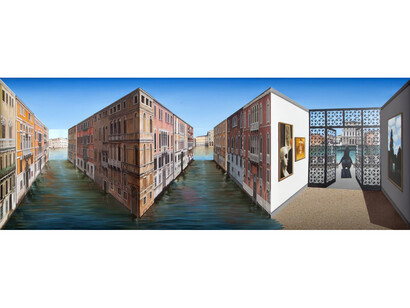 Patrick Hughes, The Palace of Peggy, 2014, Oil on board construction, © Patrick Hughes, Courtesy of Flowers Gallery London and New York