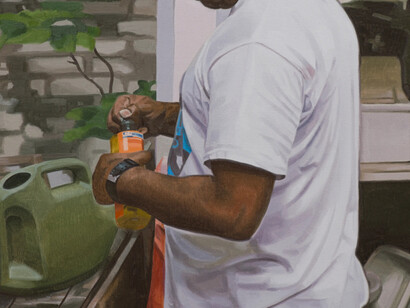 Mike Silva, Mark 5, 2023, (detail), oil on linen. Courtesy of the artist and The Approach 