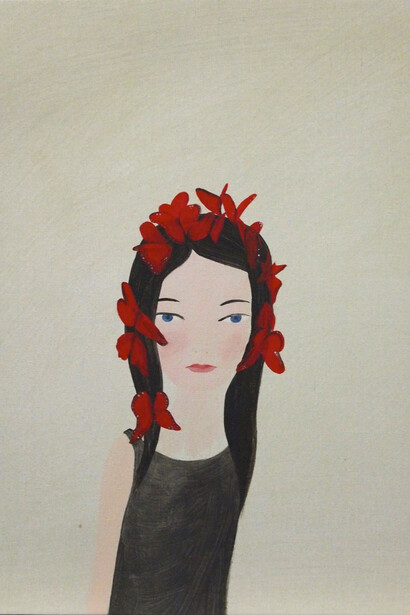 Carolina Raquel Antich, Butterflies, 2013, Acrylic on linen, 20 x 17 inches (50 x 43 cm), Courtesy LYNCH THAM, New York