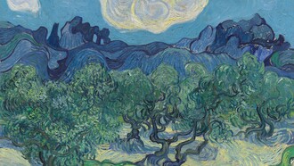 Vincent Van Gogh, "Gli Olivi", 1889, Museo di Arte Moderna, New York, USA.
Dalla sua stanza nell’ospedale di Saint Remy vedeva questa piantagione sullo sfondo delle montagne. Van Gogh trasforma la realtà in un’espressione ideale. Siamo vicini all’astrattismo