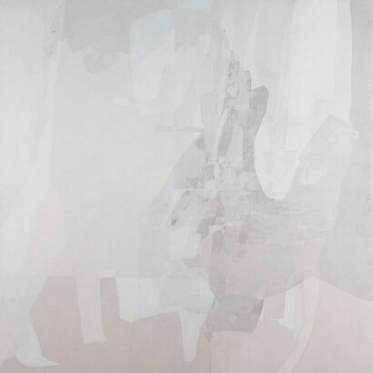 Eric Blum, Untitled No. 678, 2013, Ink, beeswax and silk on panel, 52 x 50 in.