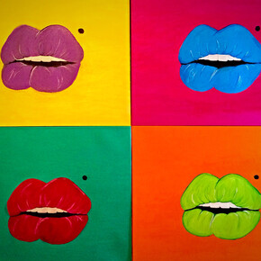 JCK, Kiss Me, Acrylic on Canvas, 36” x 48”, Courtesy of Agora Gallery